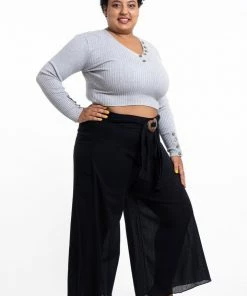 HaremPants.com Plus Size Women's Thai Harem Palazzo Pants In Solid Black