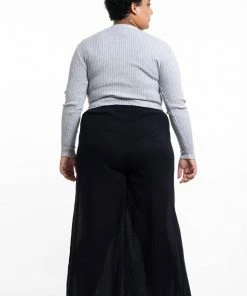 HaremPants.com Plus Size Women's Thai Harem Palazzo Pants In Solid Black