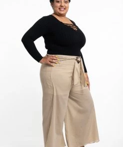HaremPants.com Plus Size Women's Thai Harem Palazzo Pants In Solid Tan