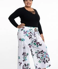HaremPants.com Plus Size Women's Thai Harem Palazzo Pants In Butterflies Turquoise