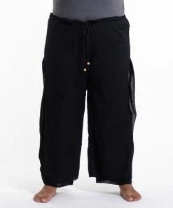 HaremPants.com Plus Size Women's Thai Harem Double Layers Palazzo Pants In Solid Black