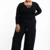 HaremPants.com Plus Size Women's Thai Harem Double Layers Palazzo Pants In Solid Black