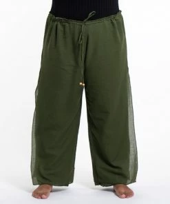 HaremPants.com Plus Size Women's Thai Harem Double Layers Palazzo Pants In Solid Green