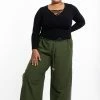 HaremPants.com Plus Size Women's Thai Harem Double Layers Palazzo Pants In Solid Green