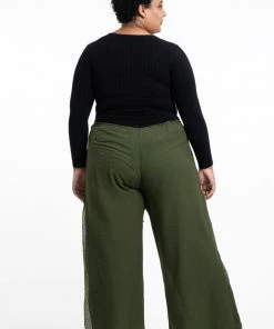 HaremPants.com Plus Size Women's Thai Harem Double Layers Palazzo Pants In Solid Green