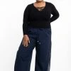 HaremPants.com Plus Size Women's Thai Harem Double Layers Palazzo Pants In Solid Navy