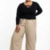 HaremPants.com Plus Size Women's Thai Harem Double Layers Palazzo Pants In Solid Tan