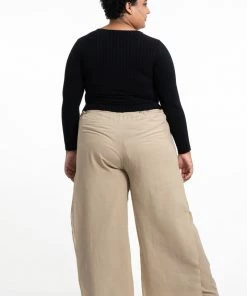 HaremPants.com Plus Size Women's Thai Harem Double Layers Palazzo Pants In Solid Tan