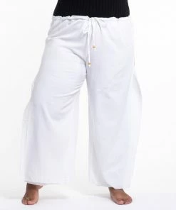 HaremPants.com Plus Size Women's Thai Harem Double Layers Palazzo Pants In Solid White