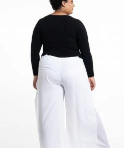 HaremPants.com Plus Size Women's Thai Harem Double Layers Palazzo Pants In Solid White