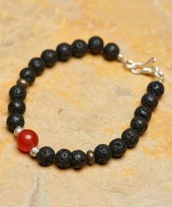 HaremPants.com Black Harem Pants Hand Made Tibetan Mala With Carnelian And Black Lava Beads Bracelets