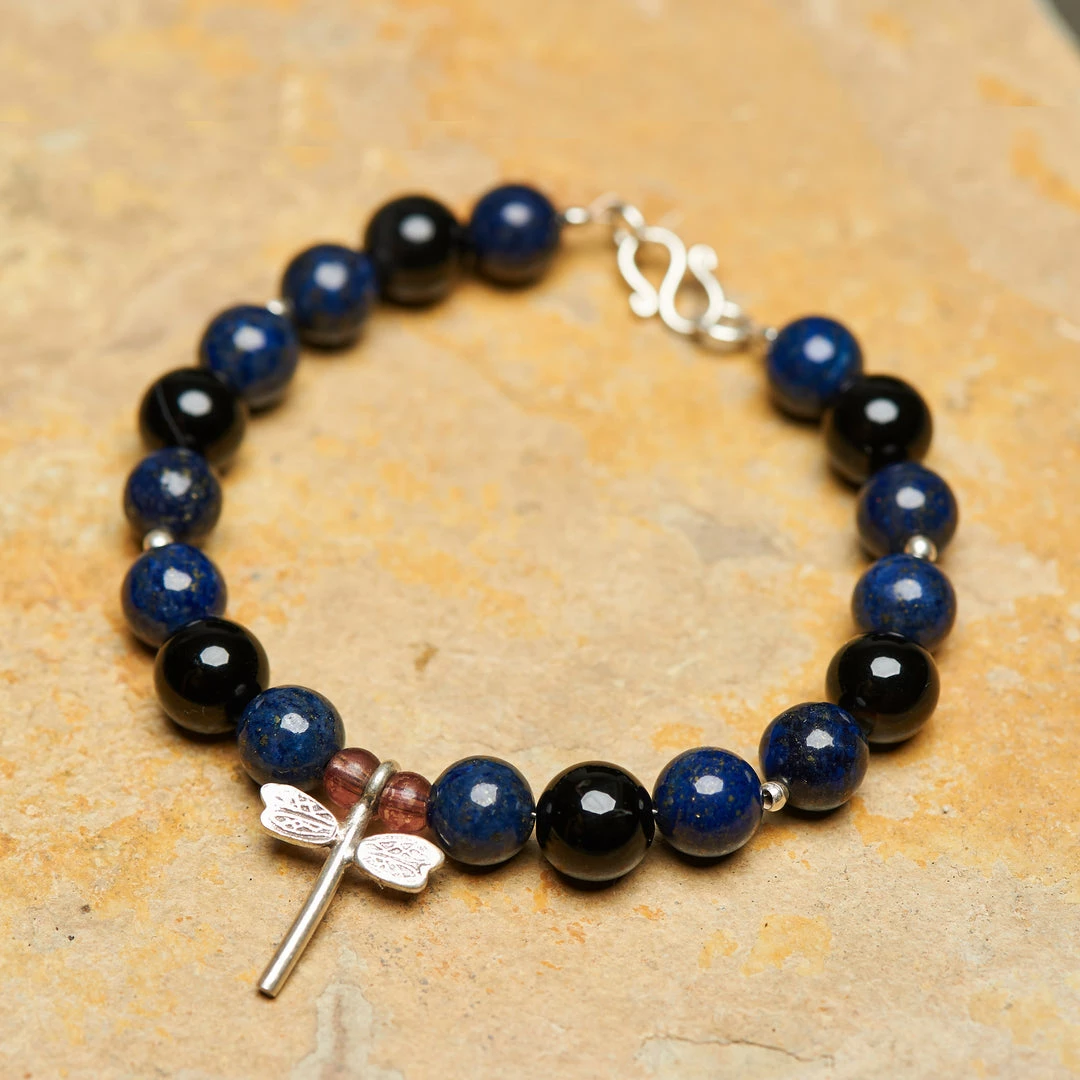 HaremPants.com Hand Made Tibetan Dragon Fly Mala With Lapis Lazuli Beads Bracelet 3 HaremPants.com Hand Made Tibetan Dragon Fly Mala With Lapis Lazuli Beads Bracelet