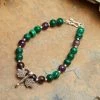 HaremPants.com Hand Made Tibetan Dragonfly Mala With Malachite And Amethyst Beads Bracelet Green Harem Pants