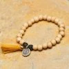 HaremPants.com Handmade Bracelets Spiral Tribal Silver Charm With Nepalese Budhi Wooden Beads Bracelet