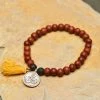 HaremPants.com Ohm Silver Charm With Nepalese Budhi Wooden Beads Bracelet