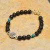 HaremPants.com Black Harem Pants Hand Made Tibetan Yin Yang Mala Bracelet With Black Lava And Turquoise Beads