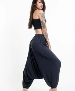 HaremPants.com Mandala Print Drawstring Low Cut Harem Pants Cotton Spandex In Gray Women's