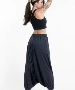 HaremPants.com Mandala Print Drawstring Low Cut Harem Pants Cotton Spandex In Gray Women's