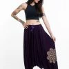 HaremPants.com Women's Mandala Print Drawstring Low Cut Harem Pants Cotton Spandex In Purple