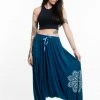 HaremPants.com Mandala Print Drawstring Low Cut Harem Pants Cotton Spandex In Turquoise