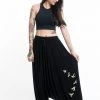 HaremPants.com Women's Birds Print Drawstring Low Cut Harem Pants Cotton Spandex In Black