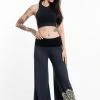 HaremPants.com Mandala Print Wide Leg Palazzo Harem Pants Cotton Spandex In Gray Women's