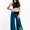 HaremPants.com Mandala Print Wide Leg Palazzo Harem Pants Cotton Spandex In Turquoise Women's