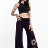 HaremPants.com Sun Moon Print Wide Leg Palazzo Harem Pants Cotton Spandex In Purple