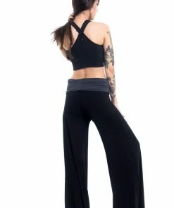 HaremPants.com Skulls Print Wide Leg Palazzo Harem Pants Cotton Spandex In Black