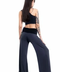 HaremPants.com Women's Skulls Print Wide Leg Palazzo Harem Pants Cotton Spandex In Gray