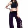 HaremPants.com Skulls Print Wide Leg Palazzo Harem Pants Cotton Spandex In Purple