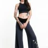 HaremPants.com Birds Print Wide Leg Palazzo Harem Pants Cotton Spandex In Gray