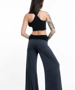 HaremPants.com Birds Print Wide Leg Palazzo Harem Pants Cotton Spandex In Gray