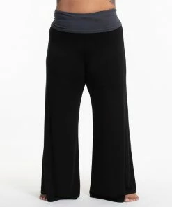 HaremPants.com Plus Size Wide Leg Palazzo Harem Pants Cotton Spandex In Solid Black