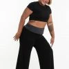 HaremPants.com Plus Size Wide Leg Palazzo Harem Pants Cotton Spandex In Solid Black