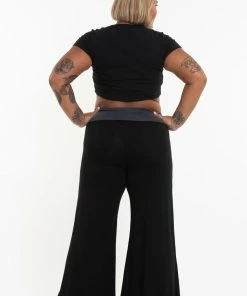 HaremPants.com Plus Size Wide Leg Palazzo Harem Pants Cotton Spandex In Solid Black