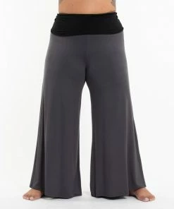 HaremPants.com Plus Size Wide Leg Palazzo Harem Pants Cotton Spandex In Solid Gray Women's