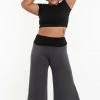 HaremPants.com Plus Size Wide Leg Palazzo Harem Pants Cotton Spandex In Solid Gray Women's