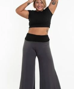 HaremPants.com Plus Size Wide Leg Palazzo Harem Pants Cotton Spandex In Solid Gray Women's