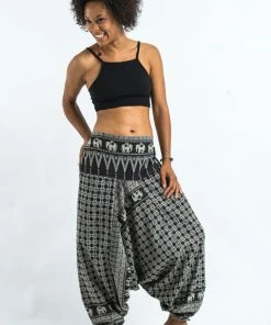 HaremPants.com Hill Tribe Elephant Women's Elephant Pants In Black