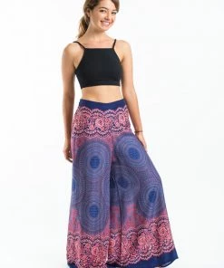 HaremPants.com Geometric Mandalas Palazzo Style Harem Pants In Blue Women's
