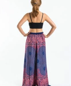HaremPants.com Geometric Mandalas Palazzo Style Harem Pants In Blue Women's
