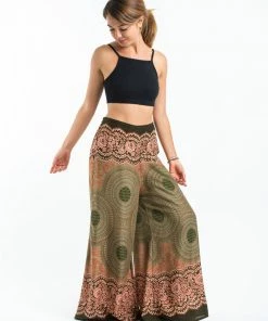 HaremPants.com Geometric Mandalas Palazzo Style Harem Pants In Olive Women's 8 HaremPants.com Geometric Mandalas Palazzo Style Harem Pants In Olive Women's