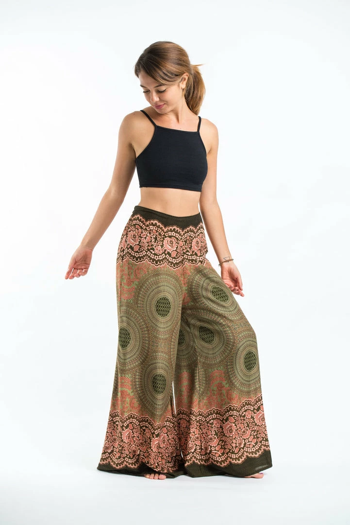 HaremPants.com Geometric Mandalas Palazzo Style Harem Pants In Olive Women's 5 HaremPants.com Geometric Mandalas Palazzo Style Harem Pants In Olive Women's