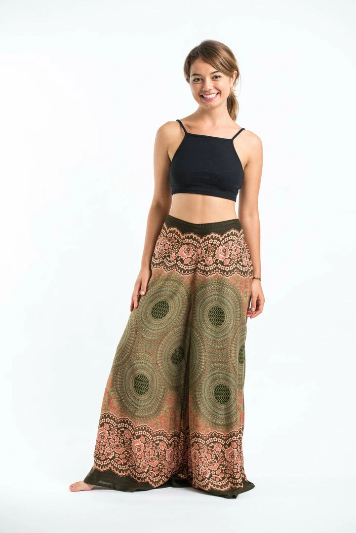 HaremPants.com Geometric Mandalas Palazzo Style Harem Pants In Olive Women's 3 HaremPants.com Geometric Mandalas Palazzo Style Harem Pants In Olive Women's