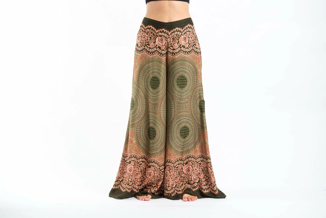 HaremPants.com Geometric Mandalas Palazzo Style Harem Pants In Olive Women's 4 HaremPants.com Geometric Mandalas Palazzo Style Harem Pants In Olive Women's