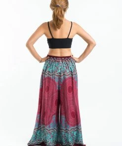 HaremPants.com Geometric Mandalas Palazzo Style Harem Pants In Red