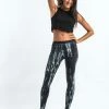 HaremPants.com Lightning Stripes Tie Dye Cotton Leggings In Black And White Women's