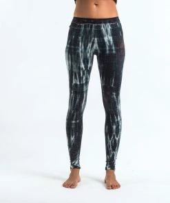 HaremPants.com Lightning Stripes Tie Dye Cotton Leggings In Black And White Women's