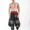 HaremPants.com Thai Hill Tribe Fabric Men's Harem Pants With Ankle Straps In Charcoal Gray